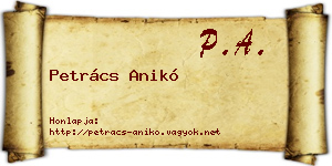 Petrács Anikó névjegykártya