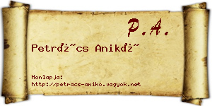 Petrács Anikó névjegykártya